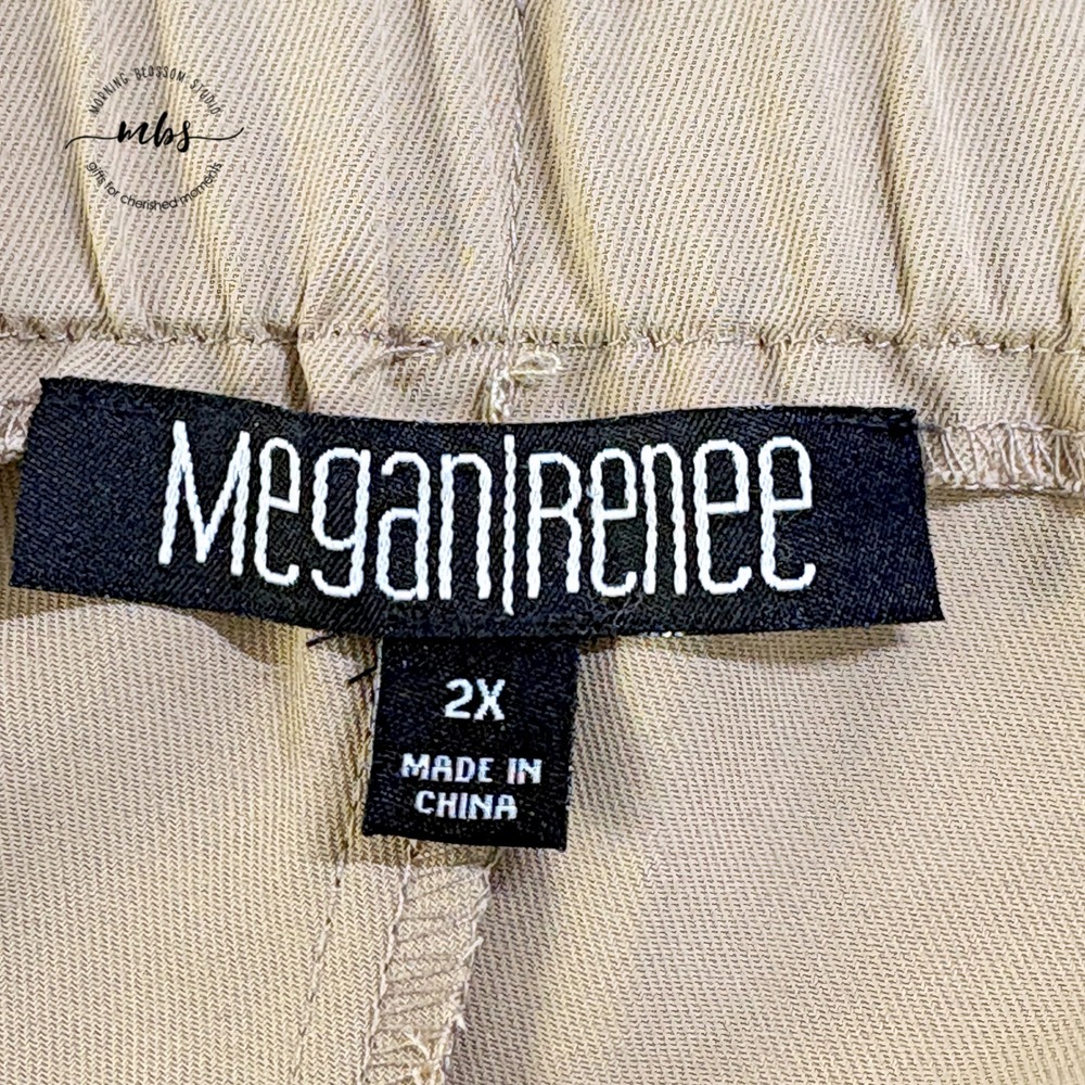 Megan Renee Parachute Cargo Pants‎ Elastic Waist Tapered Jogger Tan Women 2X - Picture 7 of 8